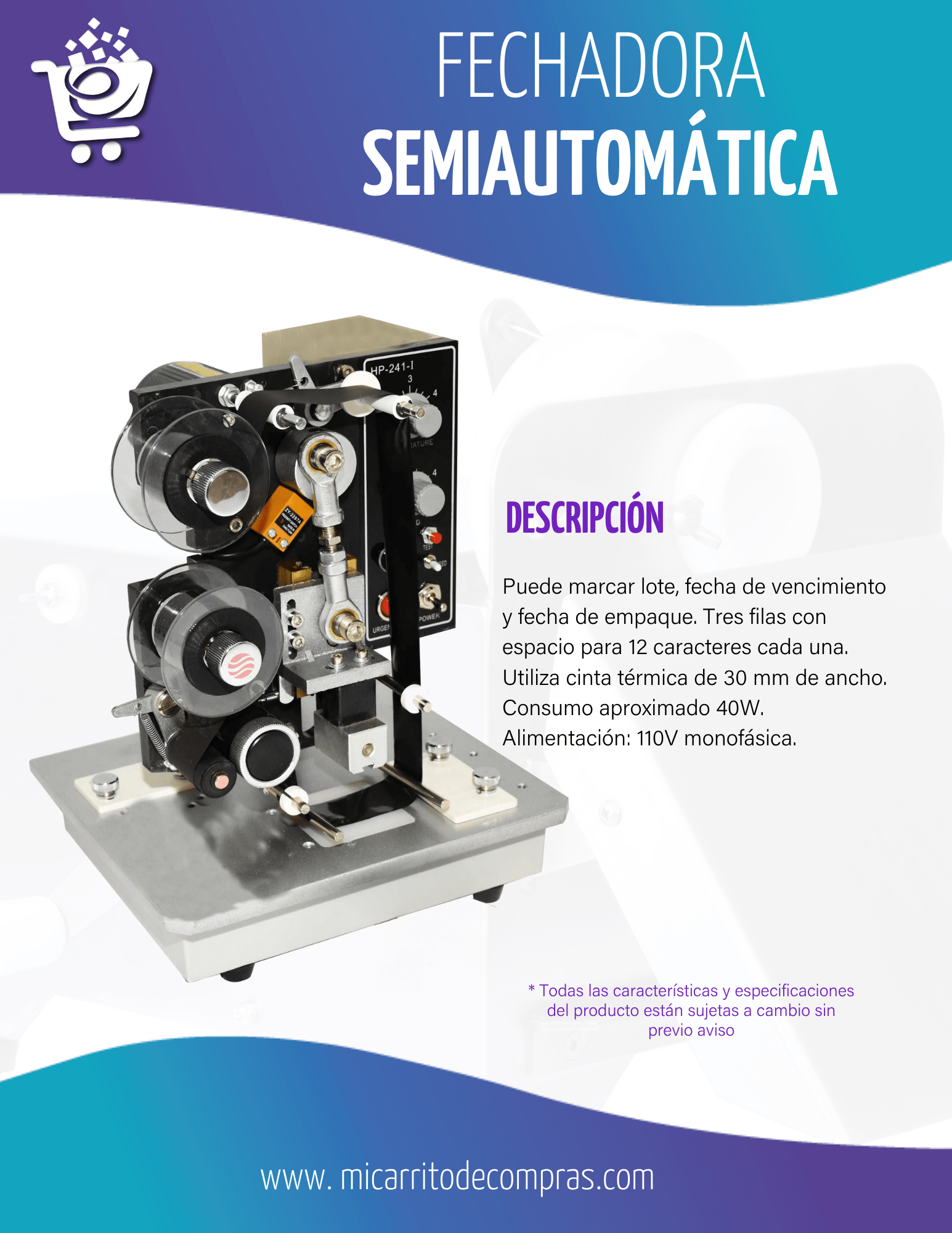 Fechadora de bolsas Semiautomática - Imagen 2