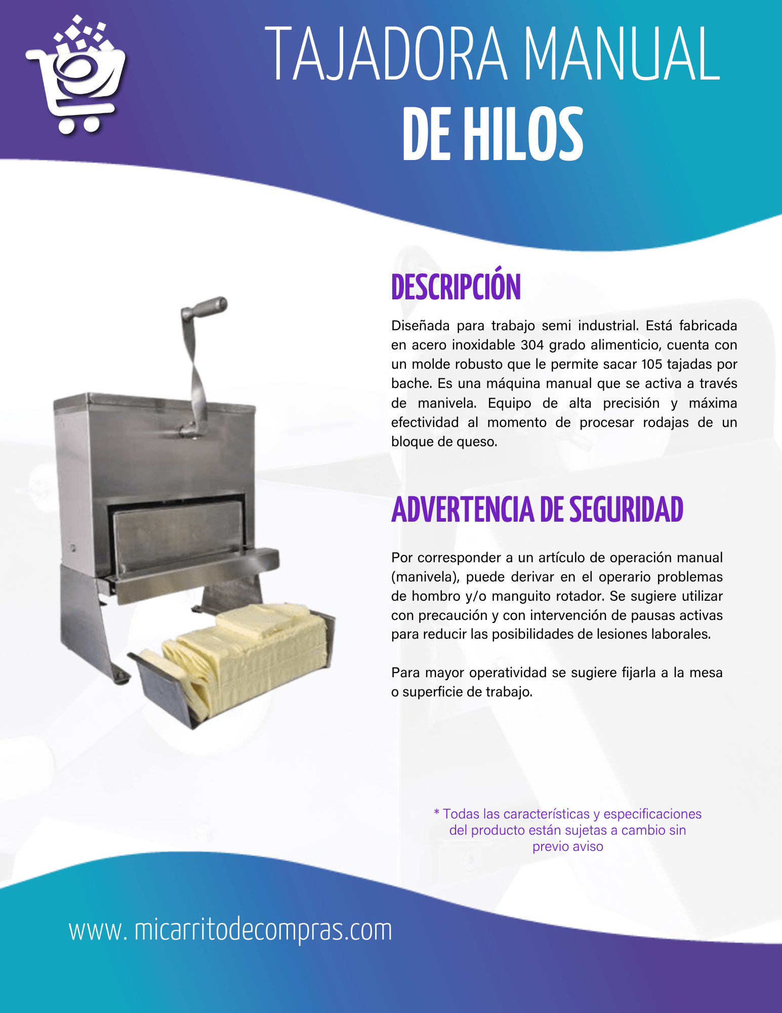 Tajadora manual de hilos - Imagen 2